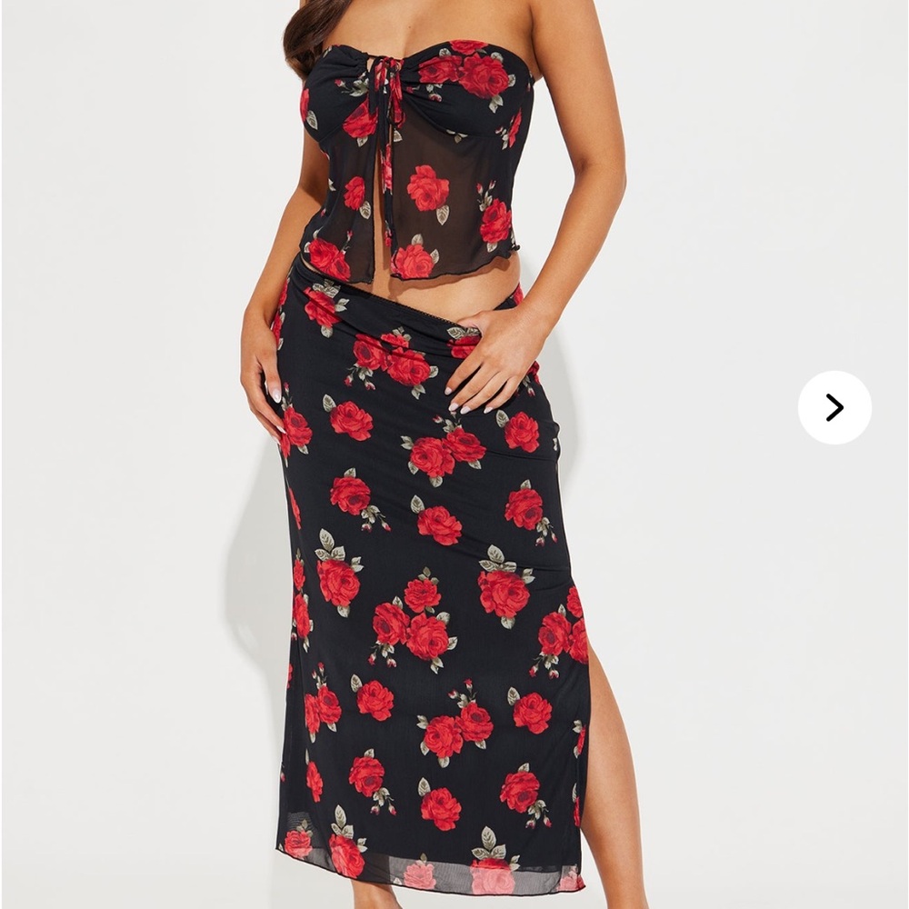 Floral Black and Red Women's Skirt
